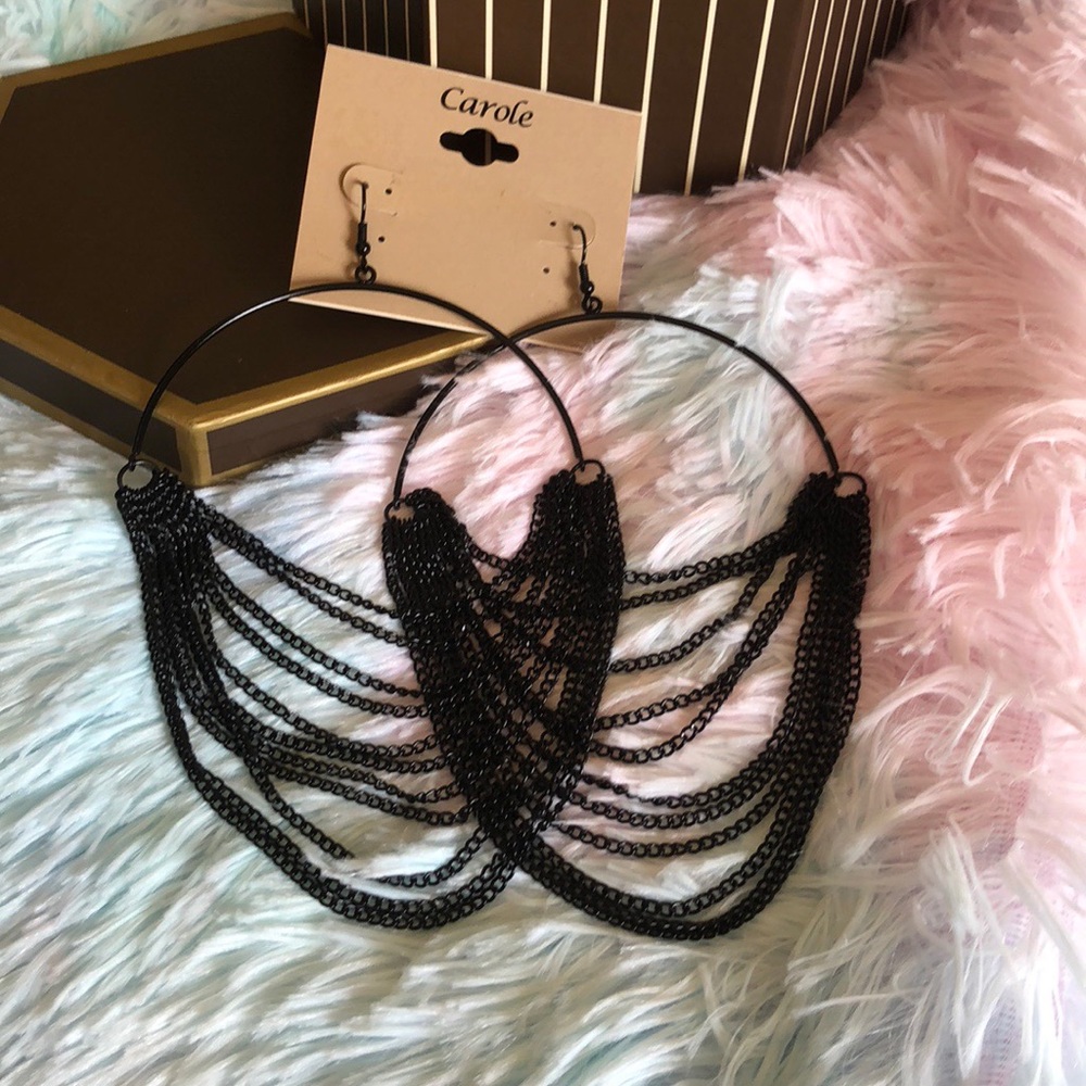 Black Statement Chain Earrings